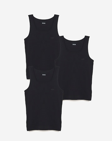 BOSS 3 Pack Classic Rib Lounge Vest - Black