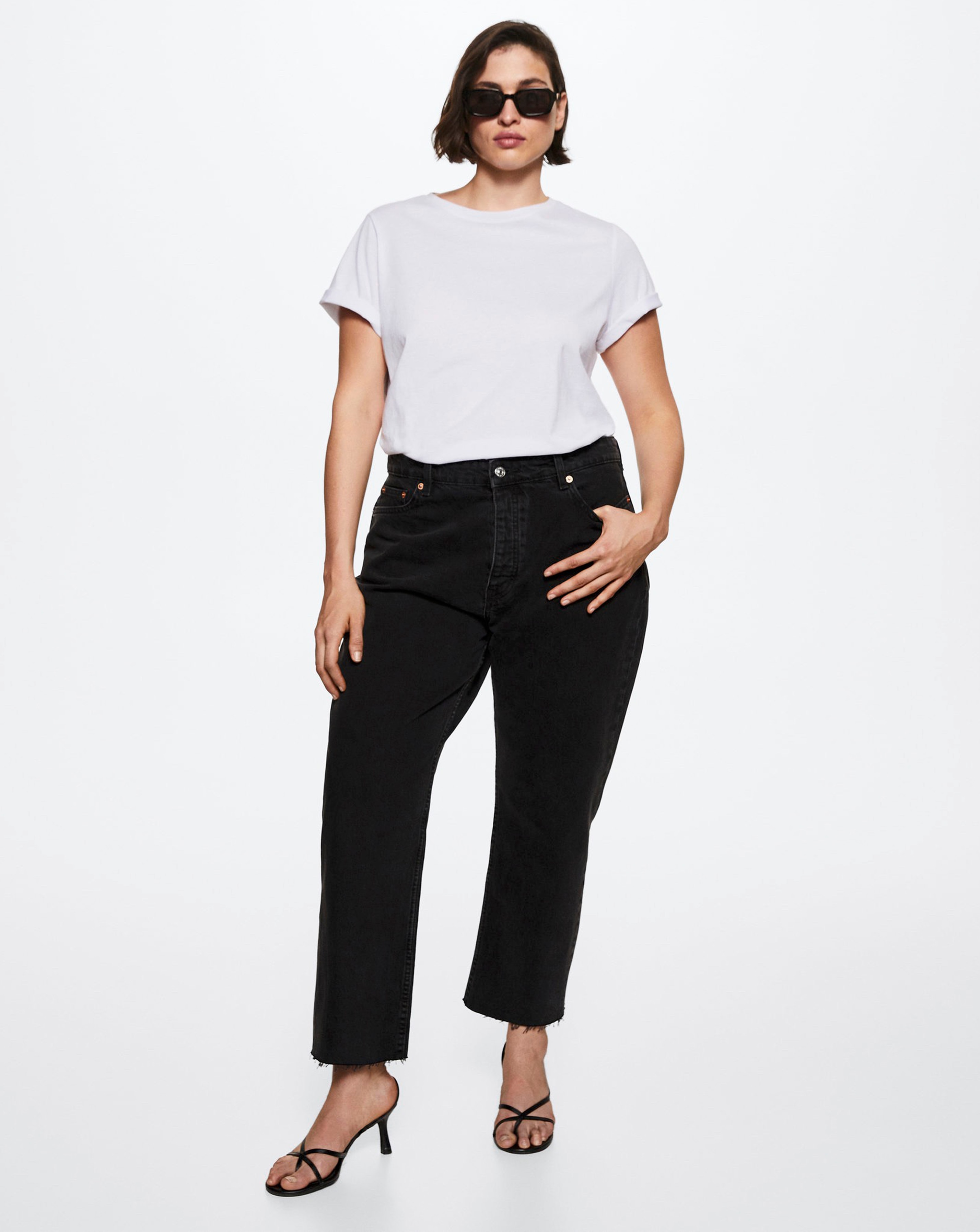 Mango High-waist Cropped Straight Jeans
