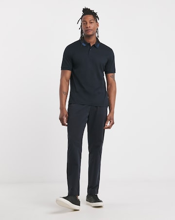 BOSS Contrast Collar Jersey Polo - Dark Blue