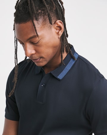 BOSS Contrast Collar Jersey Polo - Dark Blue