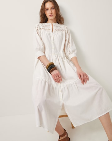 Monsoon Tillie Cutwork Tiered Midi Dress