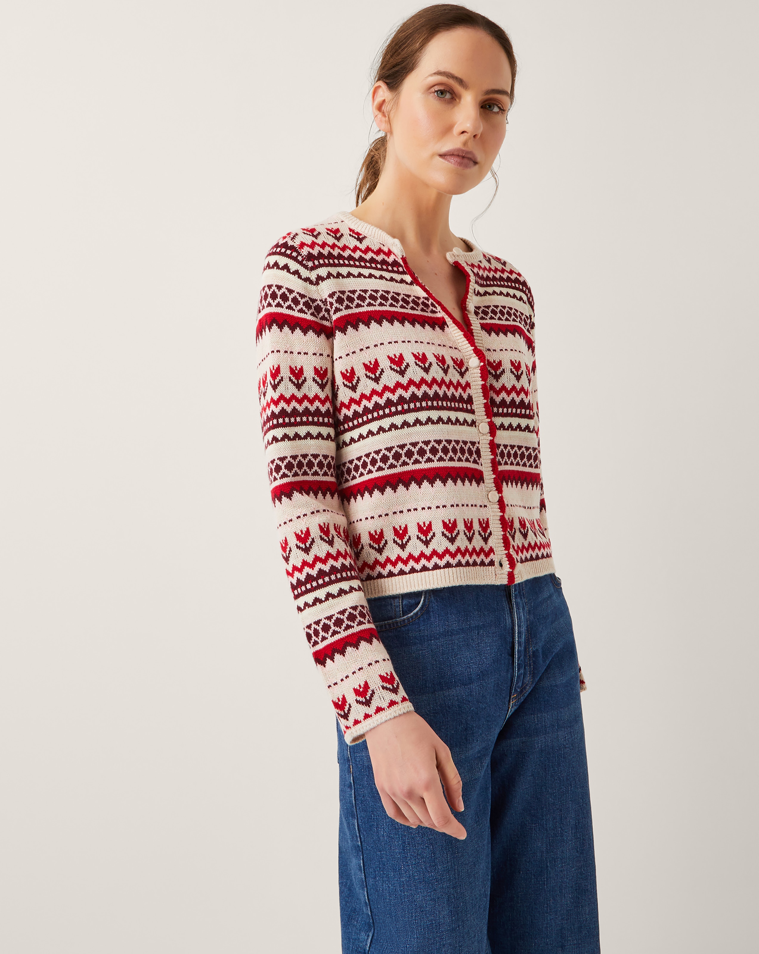 Monsoon Juno Floral Fair Isle Cardigan