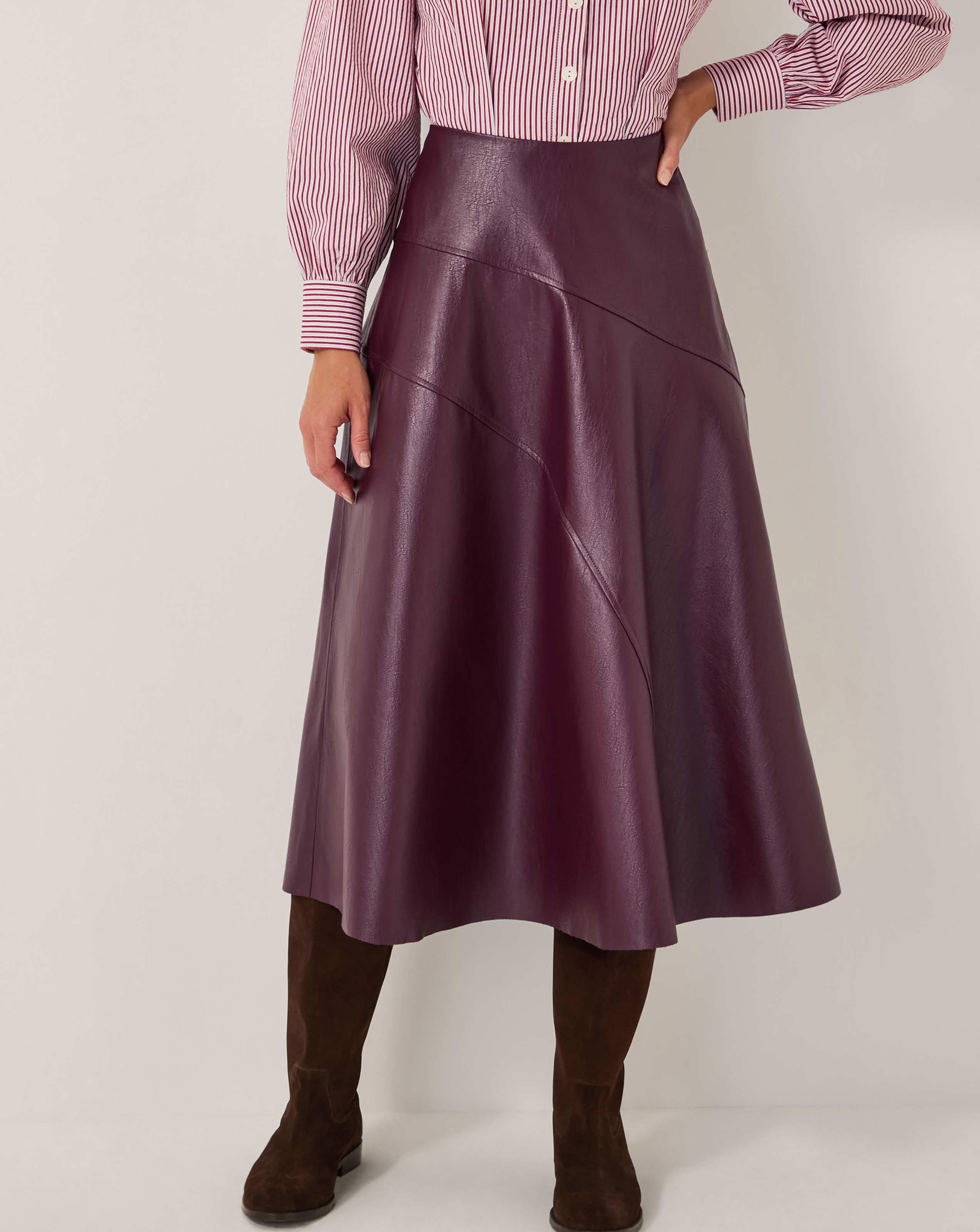 Monsoon Marnie Faux Leather Midi Skirt