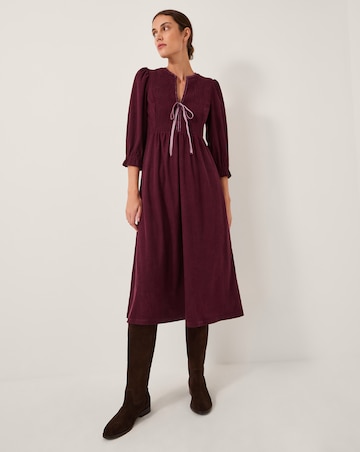Monsoon Sara Smocked Corduroy Midi Dress