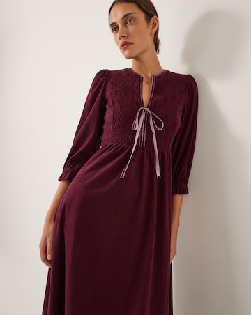 Monsoon Sara Smocked Corduroy Midi Dress