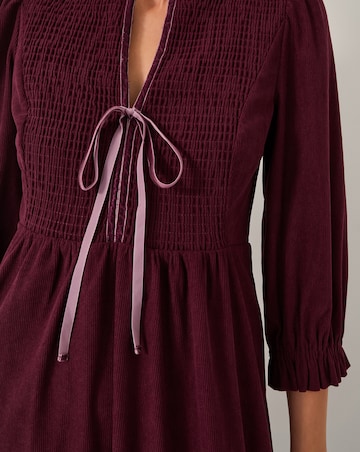 Monsoon Sara Smocked Corduroy Midi Dress