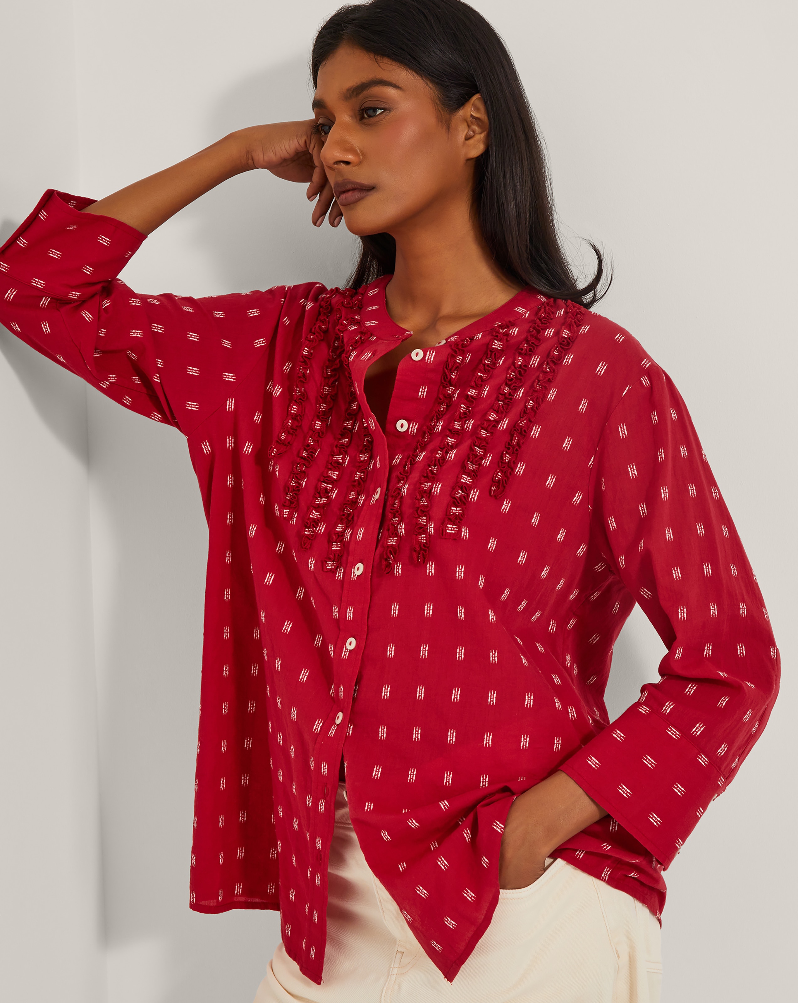 Monsoon Poppy Ruffle Print Blouse