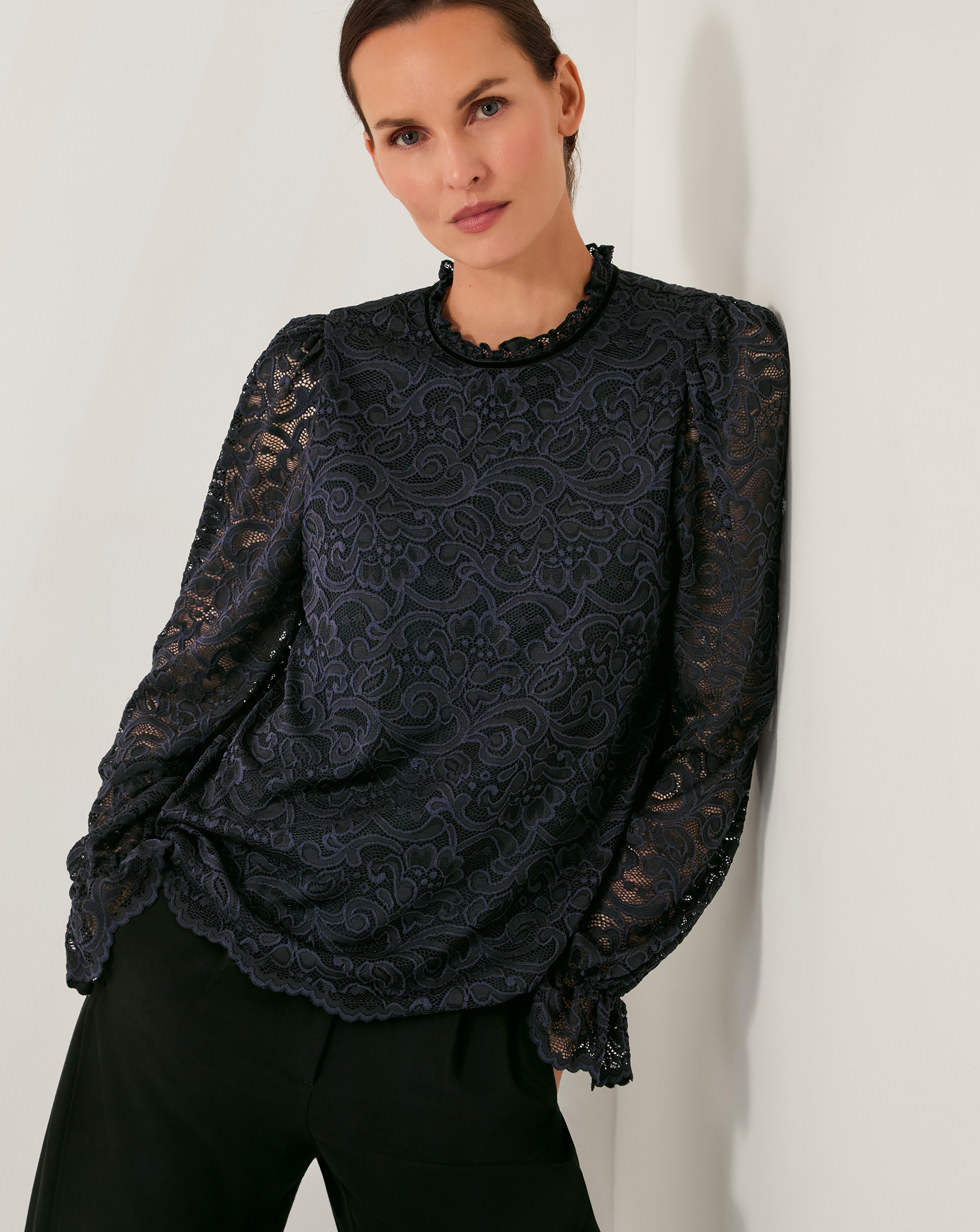 Monsoon Larna Lace Long Sleeve Blouse