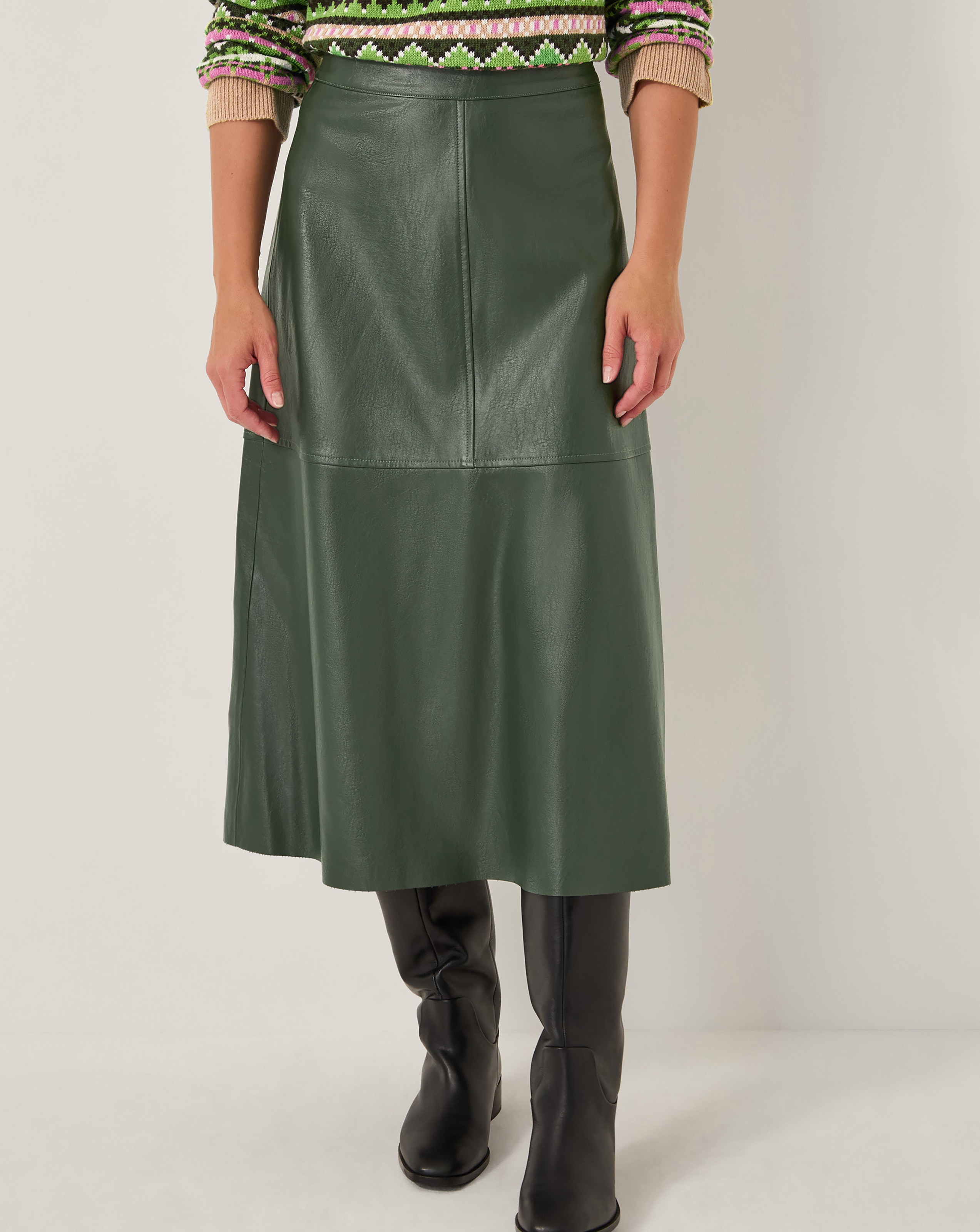 Monsoon Pippa Faux Leather Midi Skirt
