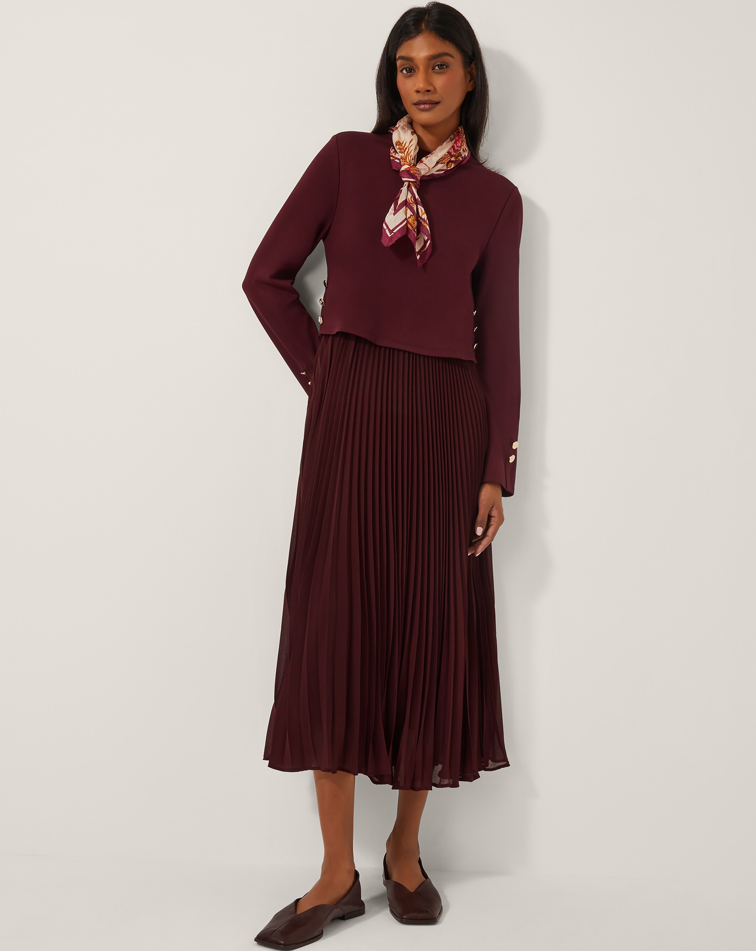 Monsoon Penny Pleated Midi Dress