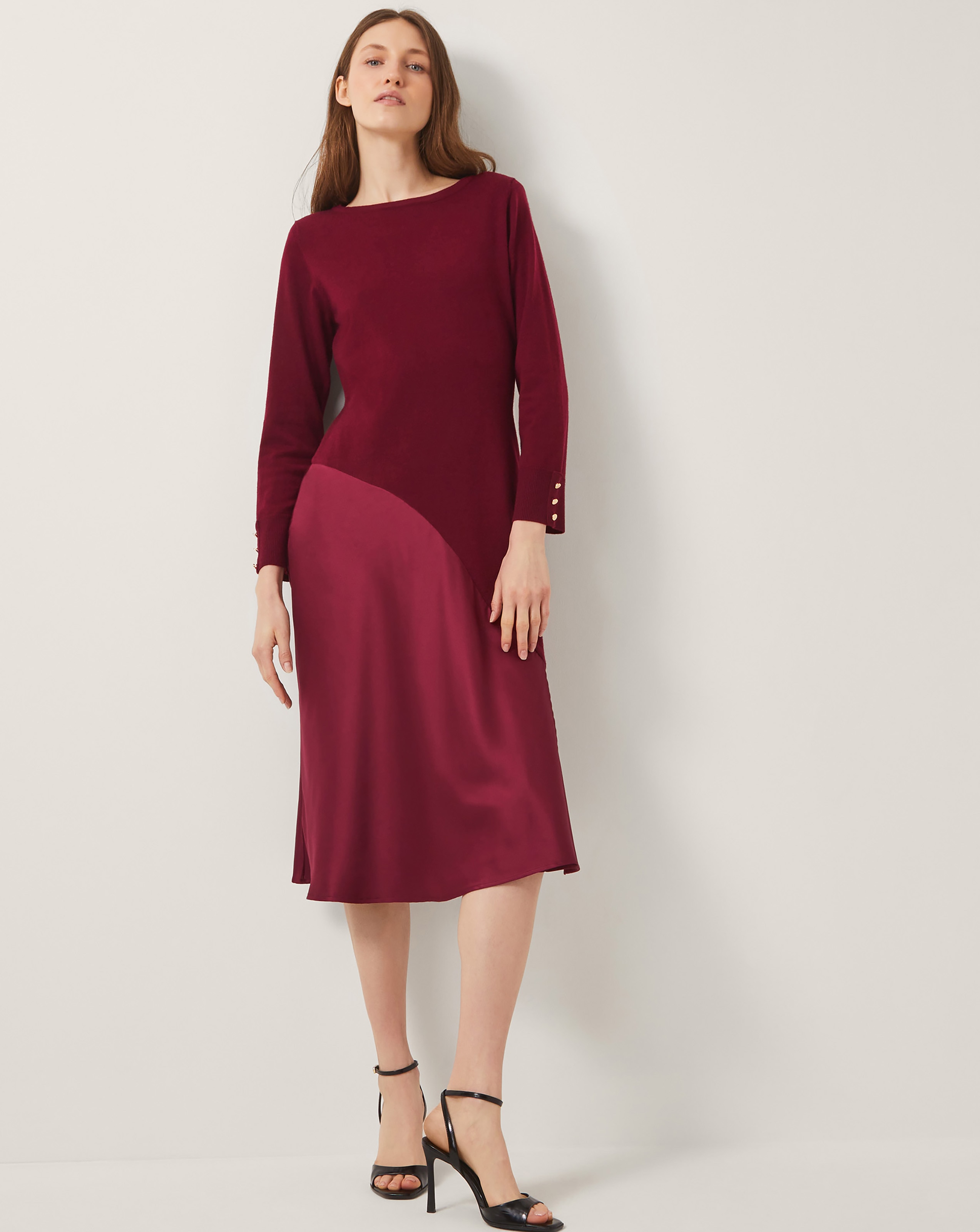 Monsoon Saz Mix Satin Midi Dress