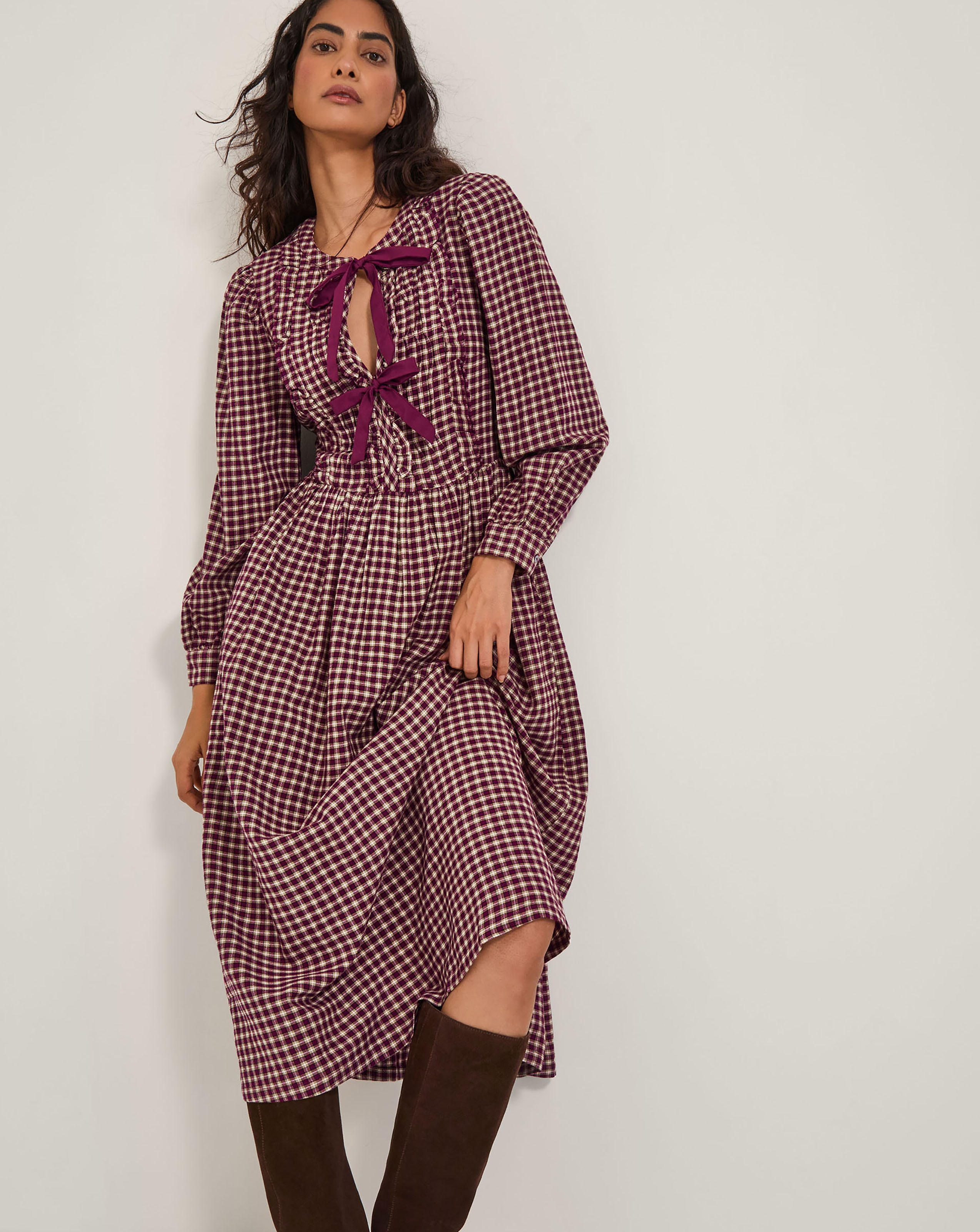 Monsoon Agatha Check Midi Dress