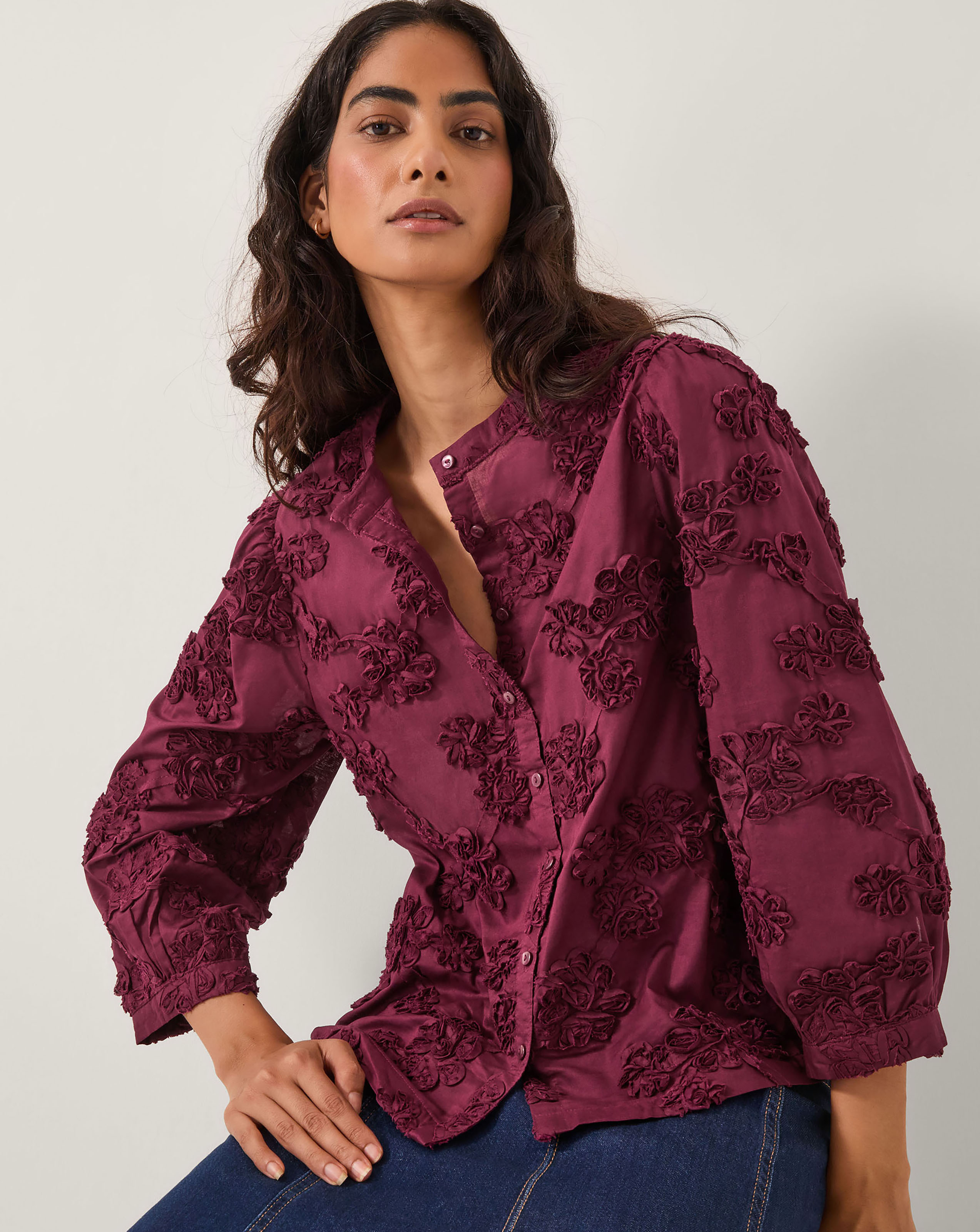 Monsoon Blair Floral Applique Blouse