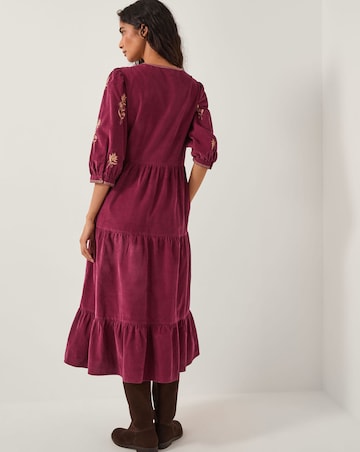 Monsoon Mia Embroidered Corduroy Midi Dress