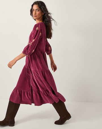 Monsoon Mia Embroidered Corduroy Midi Dress