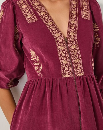 Monsoon Mia Embroidered Corduroy Midi Dress