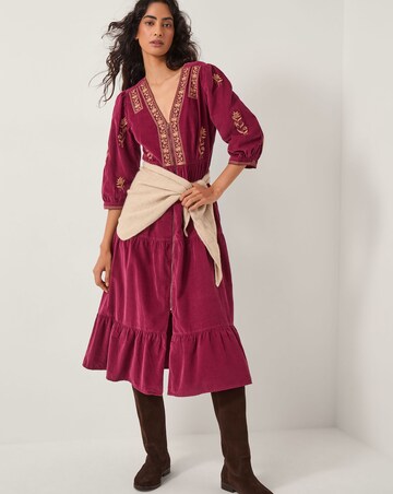Monsoon Mia Embroidered Corduroy Midi Dress