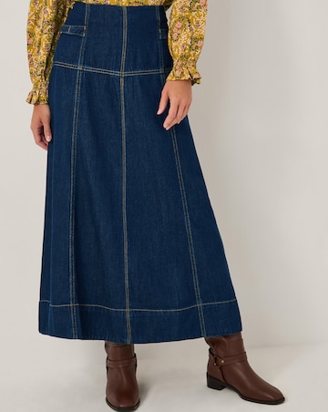 Monsoon Brooke Seamed Denim Midi Skirt