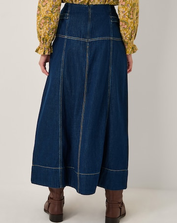 Monsoon Brooke Seamed Denim Midi Skirt