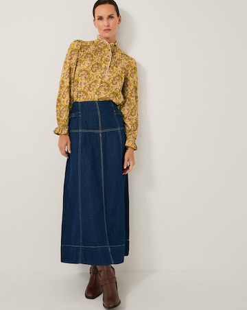 Monsoon Brooke Seamed Denim Midi Skirt