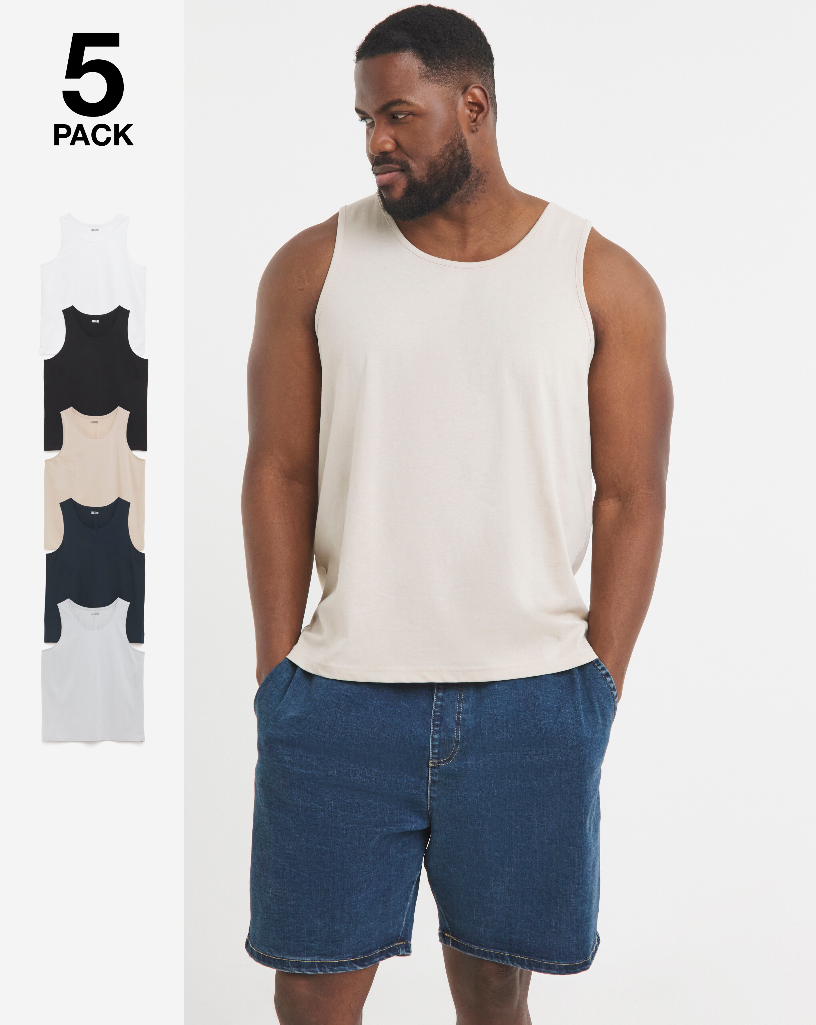 5 Pack Multi Pure Cotton Vests
