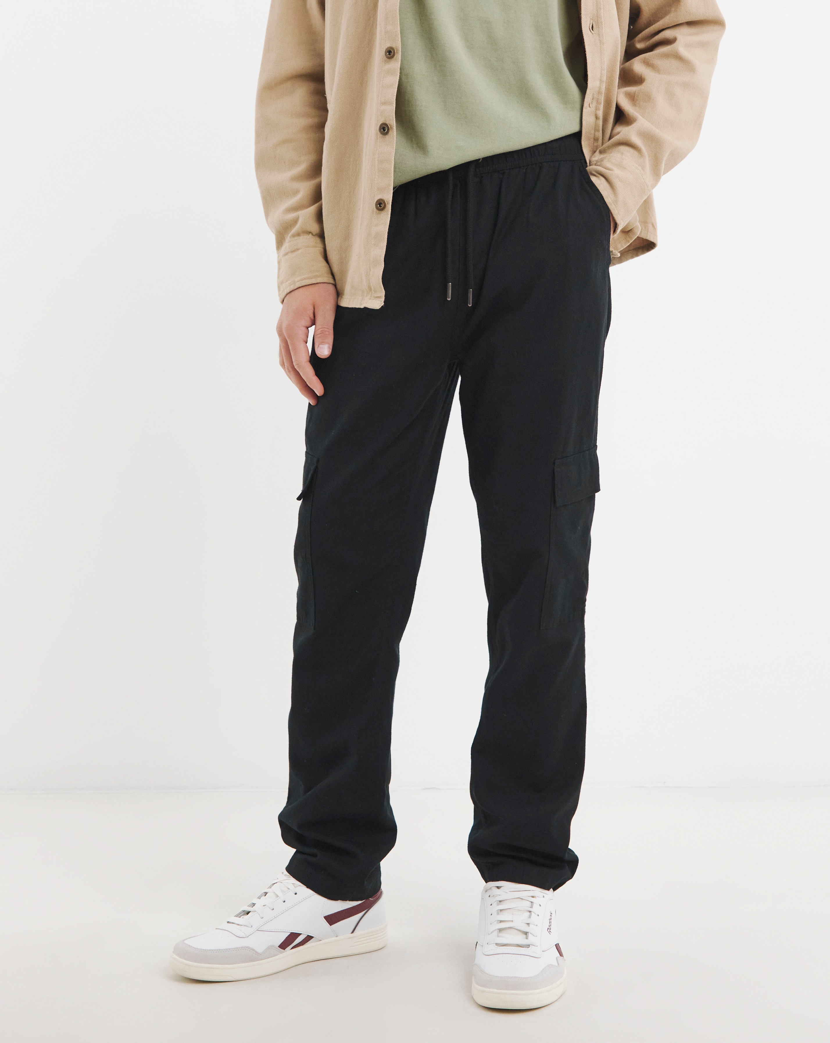 Linen Blend Elasticated Cargo Trouser