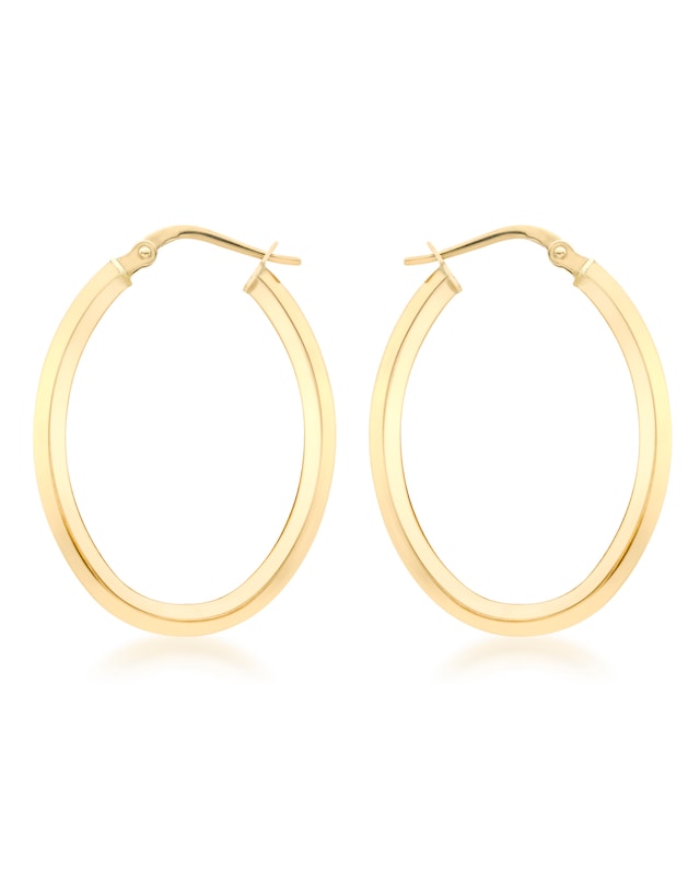 9Ct Gold Oval Creole Earring