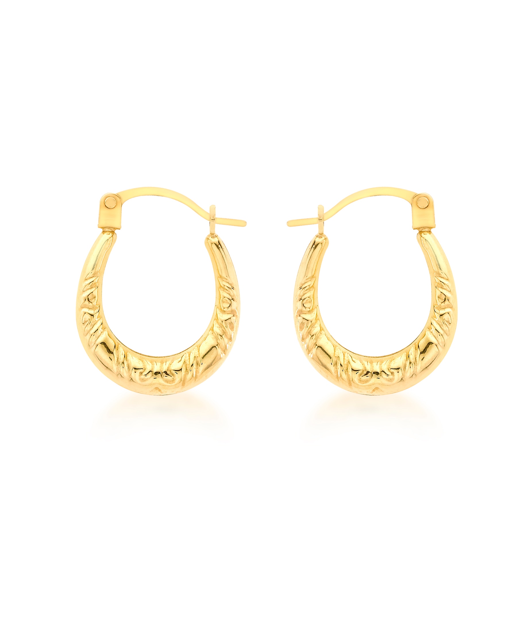 9ct Gold Patterned Creole Earrings