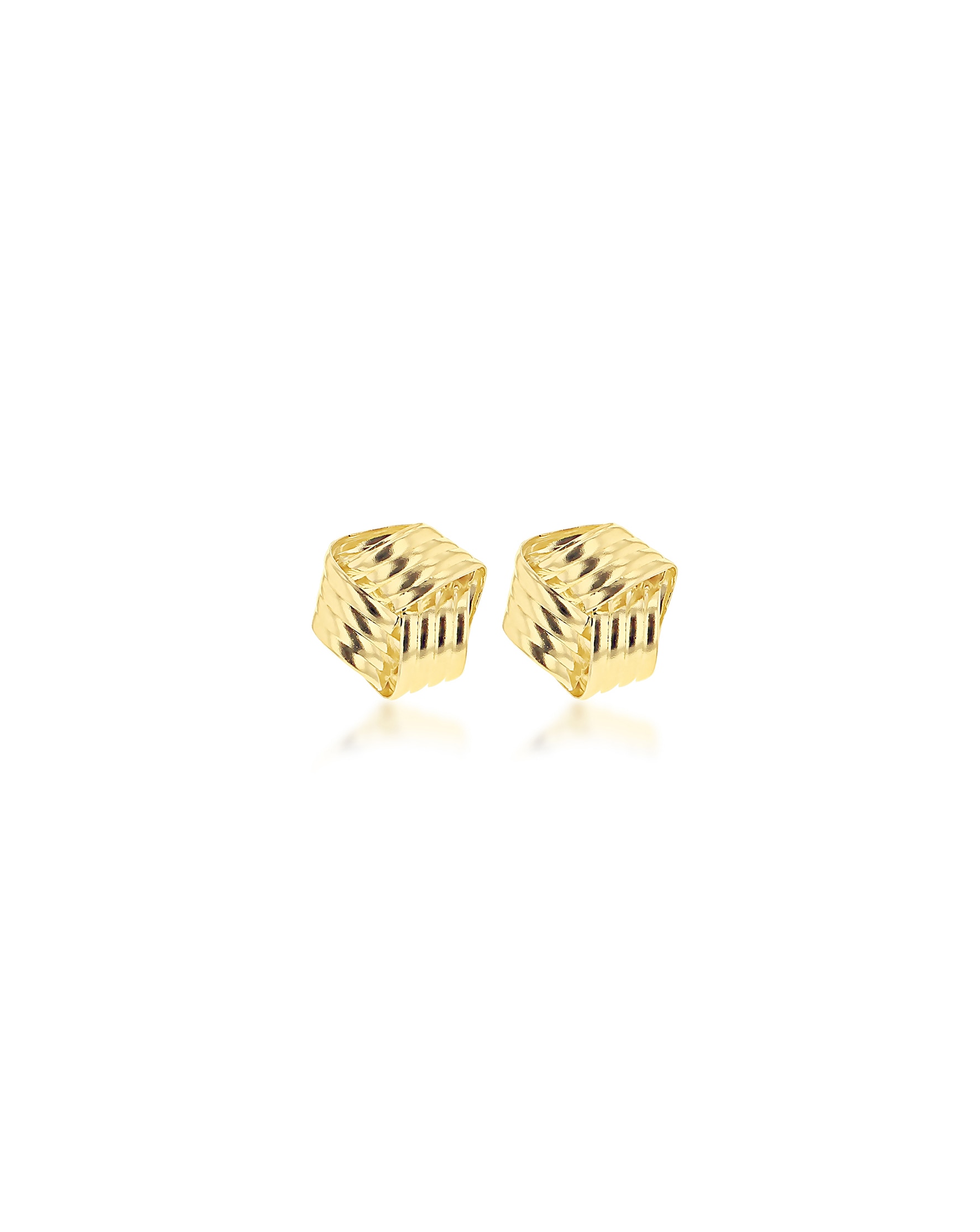 9ct Gold Ribbed Knot Stud Earrings
