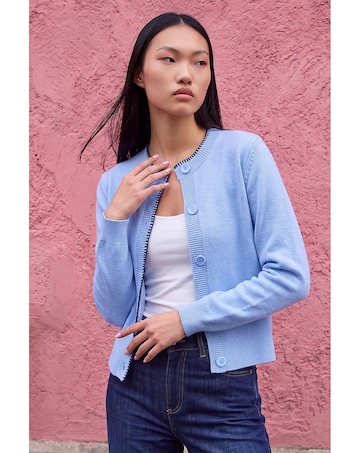 Roman Dusk Stitch Trim Knit Cardigan