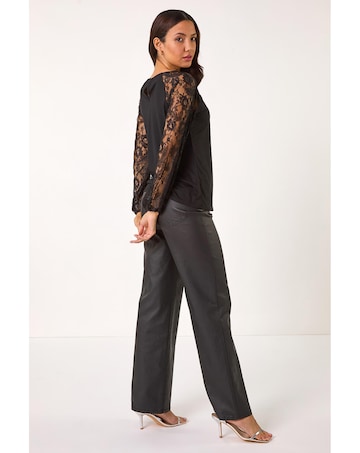 Roman Lace Sleeve Stretch Tunic Top