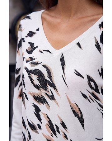 Roman V-Neck Animal Print Knit Jumper