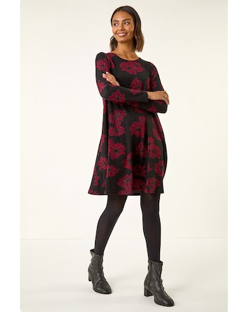 Roman Floral Print Stretch Swing Dress