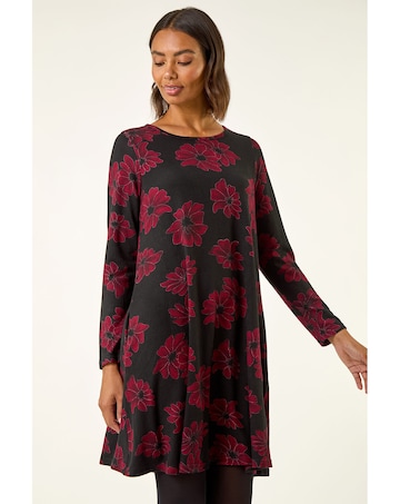 Roman Floral Print Stretch Swing Dress