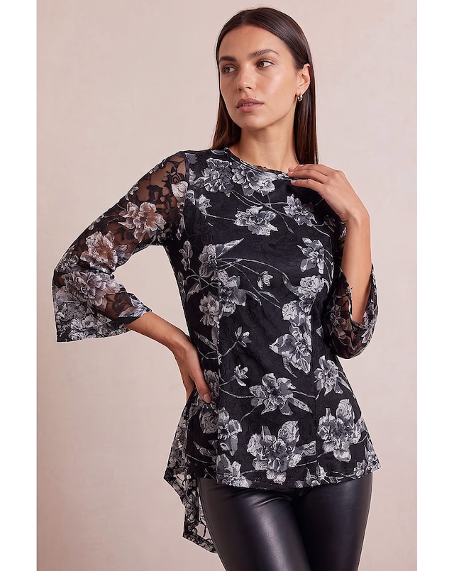 Roman Floral Lace Stretch Top