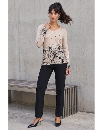 Roman Sparkly Floral V-Neck Knit Jumper