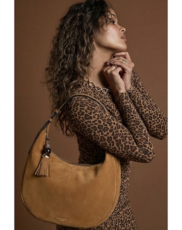 Luella Grey Theodora Tan Suede Scoop Hobo