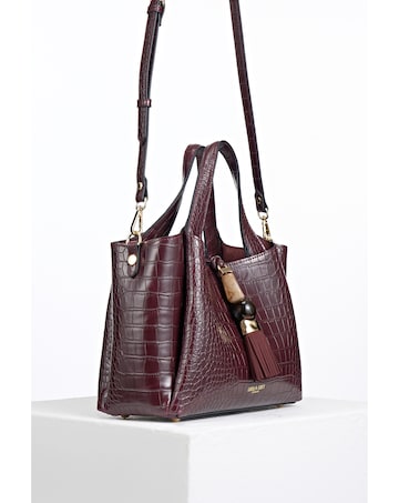 Luella Grey Etta Black Cherry Croc Small Tote