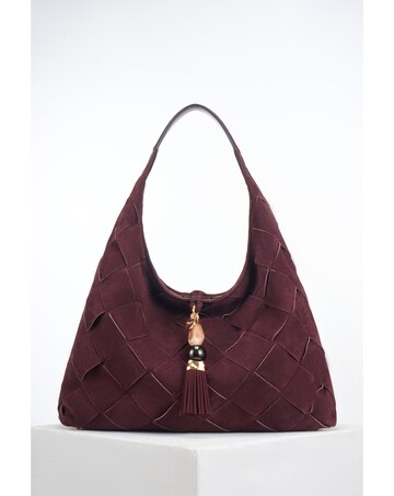 Luella Grey Pandora Weave Black Cherry Suede Weave Slouch Hobo