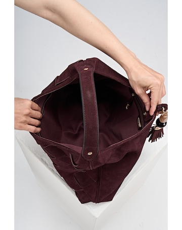 Luella Grey Pandora Weave Black Cherry Suede Weave Slouch Hobo