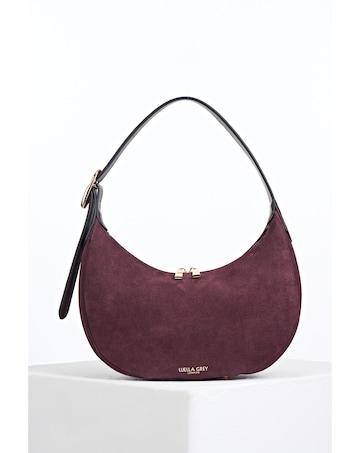 Luella Grey Blythe Black Cherry Suede Scoop Shoulder Bag