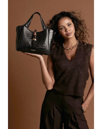 Luella Grey Etta Black Croc Small Tote
