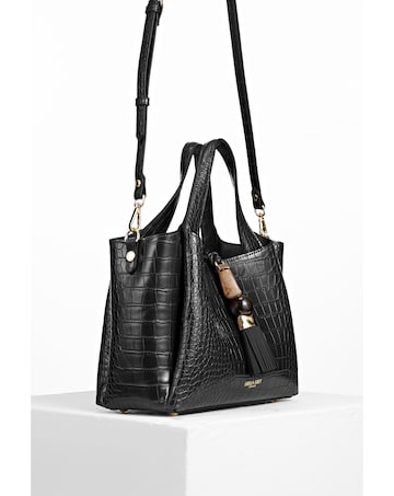 Luella Grey Etta Black Croc Small Tote