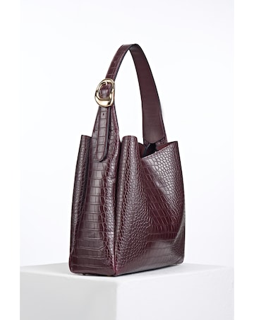 Luella Grey Ariadne Black Cherry Croc Hobo