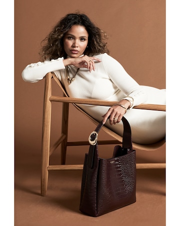 Luella Grey Ariadne Black Cherry Croc Hobo