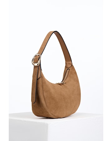 Luella Grey Blythe Tan Suede Scoop Shoulder Bag