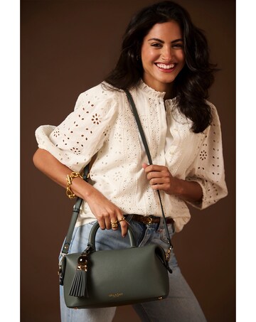 Luella Grey Alessia Steel Green Bowler Tote
