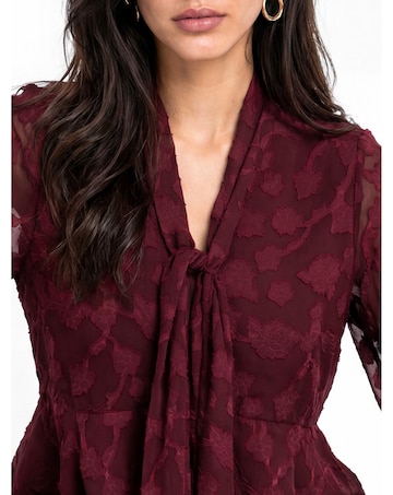Lovedrobe Burnout Pussybow Peplum Blouse