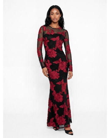 Maya Deluxe Floral Mesh Maxi Dress