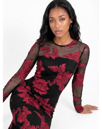Maya Deluxe Floral Mesh Maxi Dress